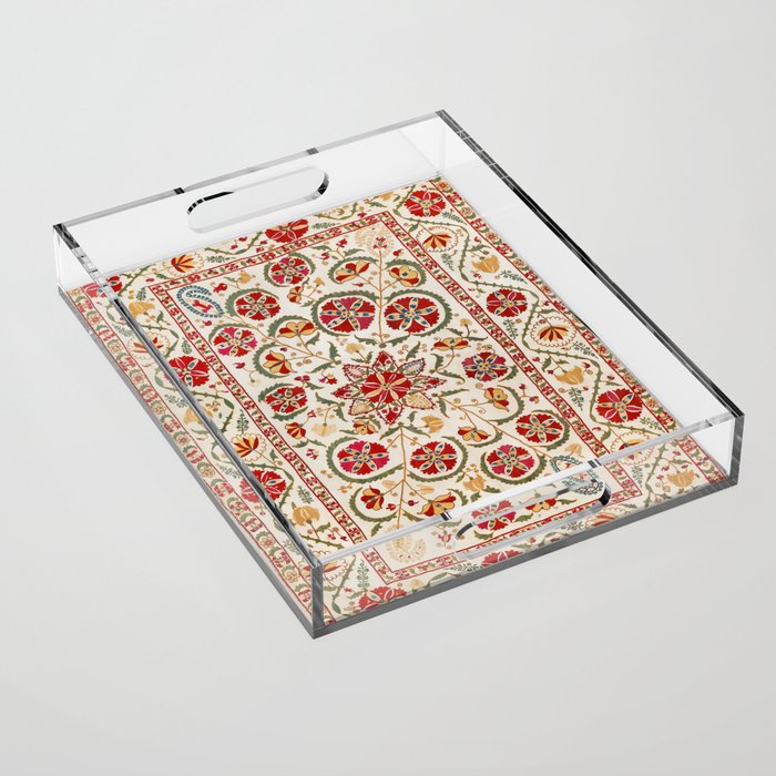 Nurata Suzani Bokhara Uzbekistan Embroidery Print Acrylic Tray Gallery Image 1
