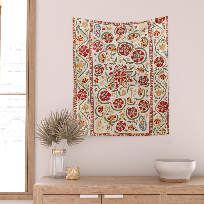 Nurata Suzani Bokhara Uzbekistan Embroidery Print Wall Tapestry Gallery Image 2