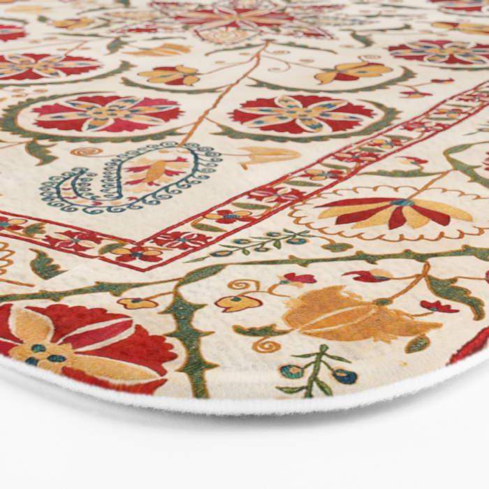 Nurata Suzani Bokhara Uzbekistan Embroidery Print Bath Mat Gallery Image 3