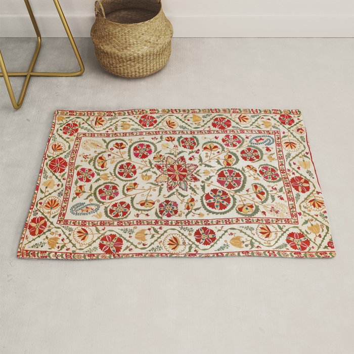 Nurata Suzani Bokhara Uzbekistan Embroidery Print Rug Gallery Image 1