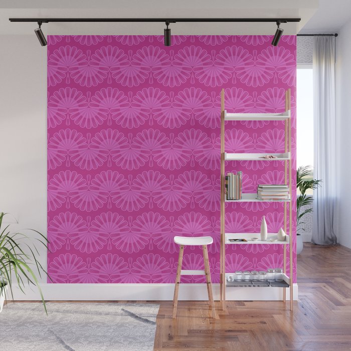 Pink neon bright geometric pattern  Wall Mural Gallery Image 1