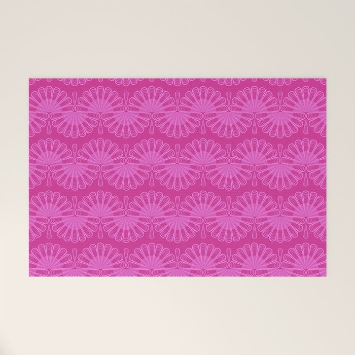 Pink neon bright geometric pattern  Welcome Mat