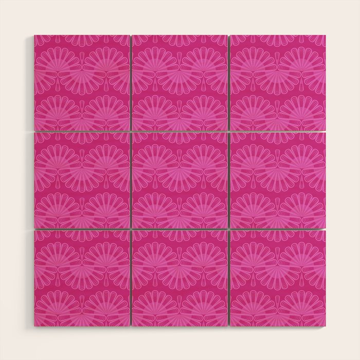 Pink neon bright geometric pattern  Wood Wall Art Gallery Image 1