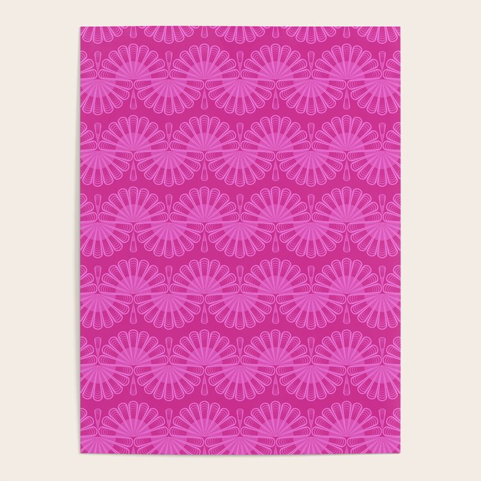 Pink neon bright geometric pattern  Poster