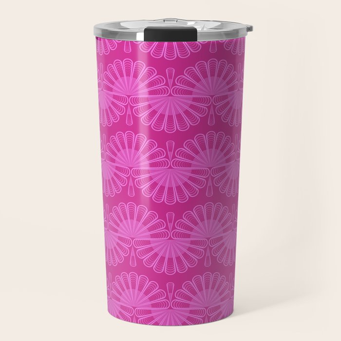 Pink neon bright geometric pattern  Travel Mug Gallery Image 1