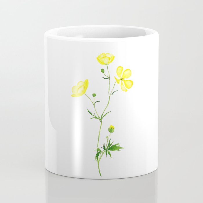 yellow buttercup flower watercolor Coffee Mug Gallery Image 4