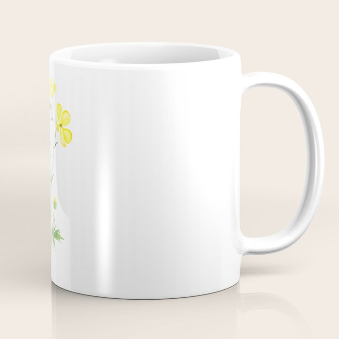 yellow buttercup flower watercolor Coffee Mug Gallery Image 1