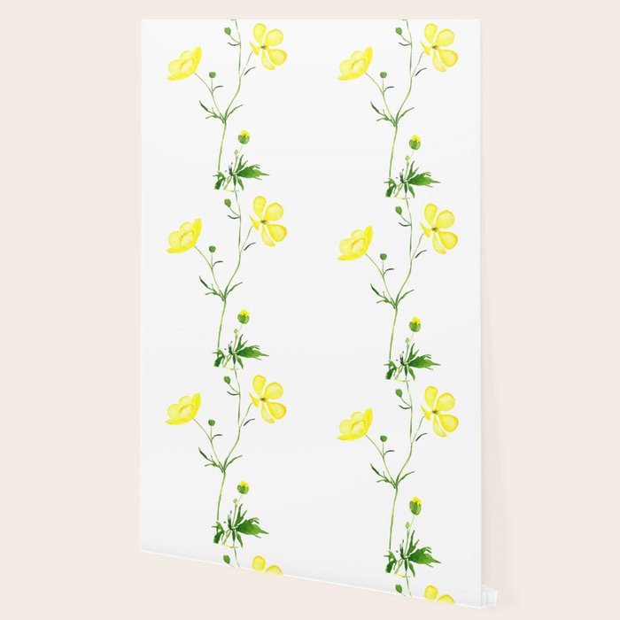 yellow buttercup flower watercolor Wallpaper Gallery Image 2