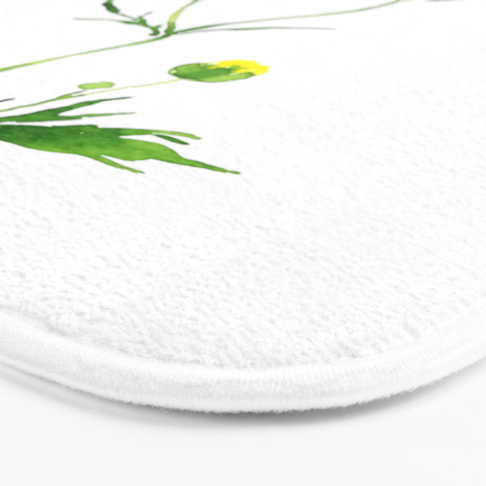 yellow buttercup flower watercolor Bath Mat Gallery Image 3