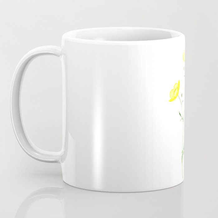 yellow buttercup flower watercolor Coffee Mug Gallery Image 3
