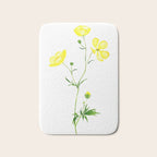yellow buttercup flower watercolor Bath Mat Gallery Image 1
