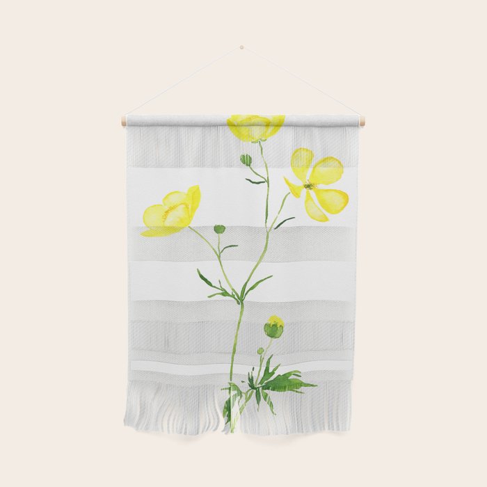 yellow buttercup flower watercolor Wall Hanging Gallery Image 1
