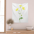 yellow buttercup flower watercolor Wall Tapestry Gallery Image 2