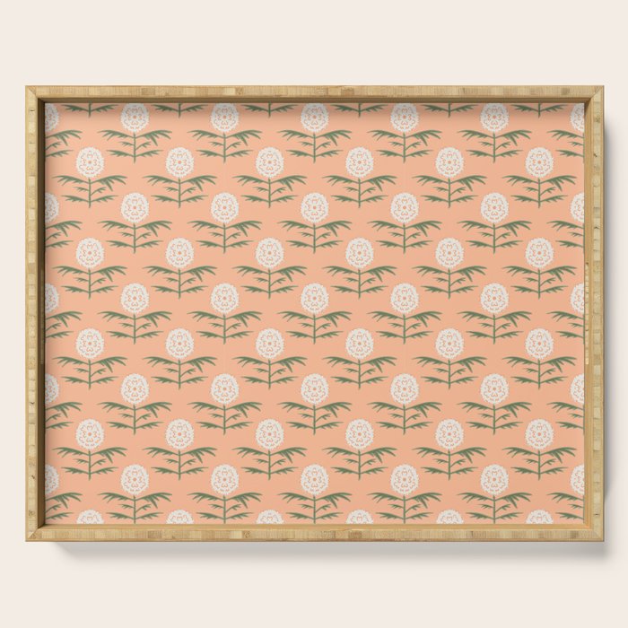 Charming Floral . Peach Fuzz Serving Tray Gallery Image 1