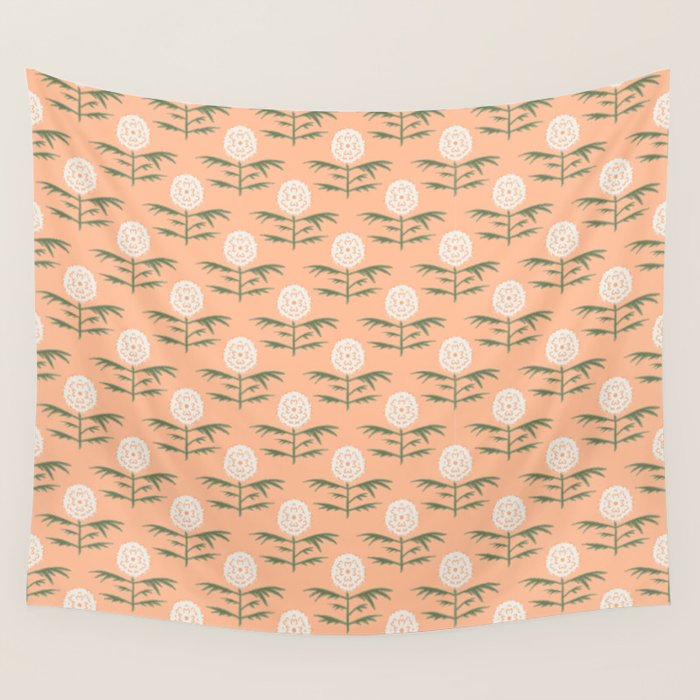Charming Floral . Peach Fuzz Wall Tapestry Gallery Image 4