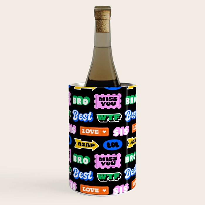 Fun retro quote sticker pattern Wine Chiller Gallery Image 2