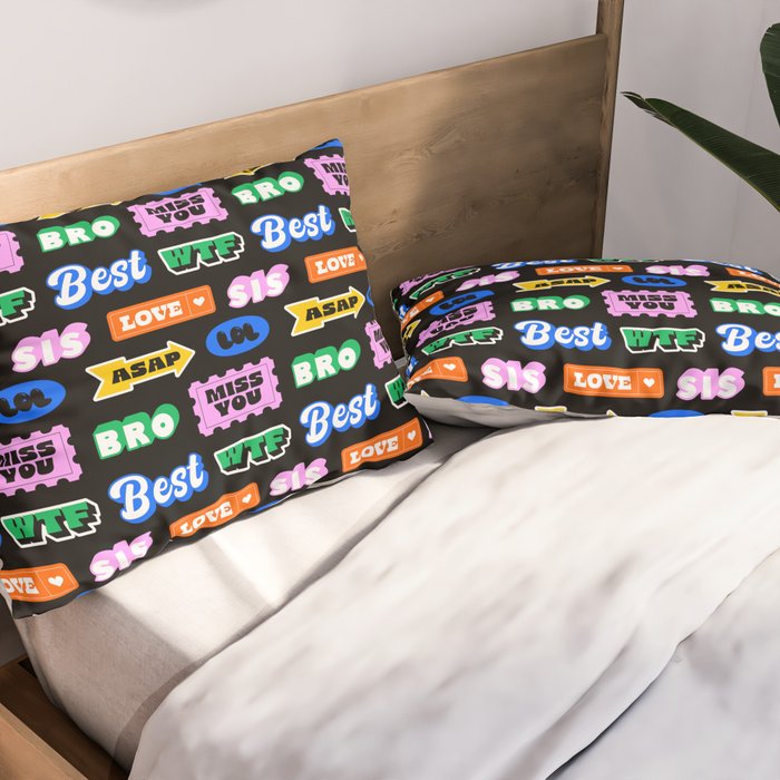 Fun retro quote sticker pattern Pillow Sham Gallery Image 2