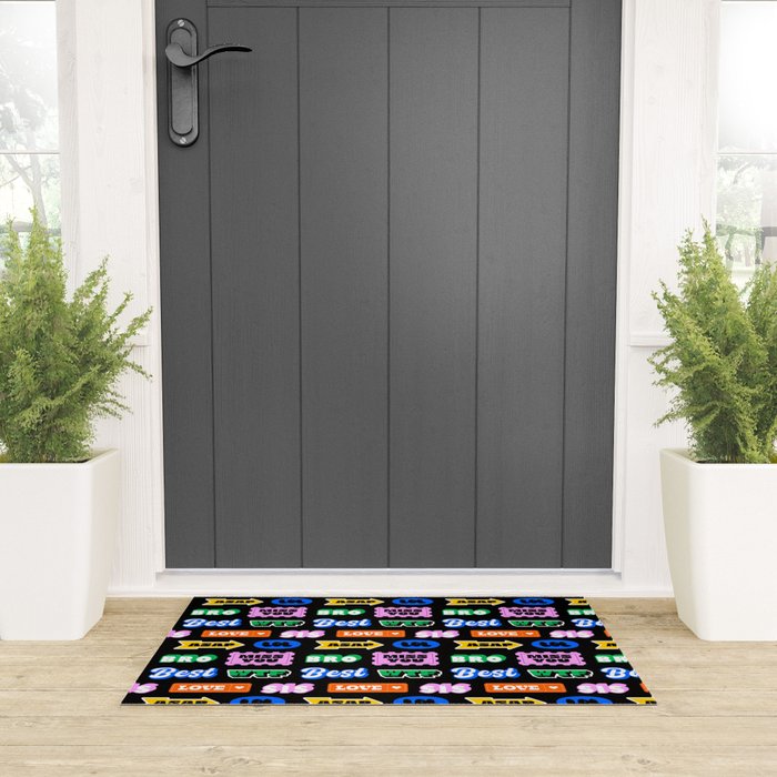 Fun retro quote sticker pattern Welcome Mat Gallery Image 3