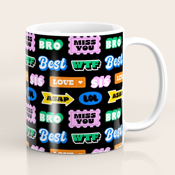 Fun retro quote sticker pattern Coffee Mug Gallery Image 1