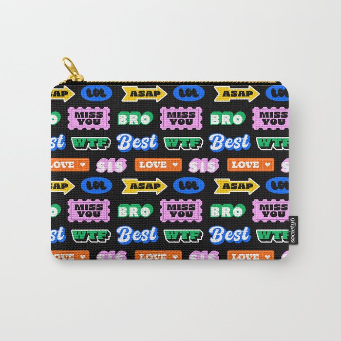 Fun retro quote sticker pattern Carry All Pouch Gallery Image 1