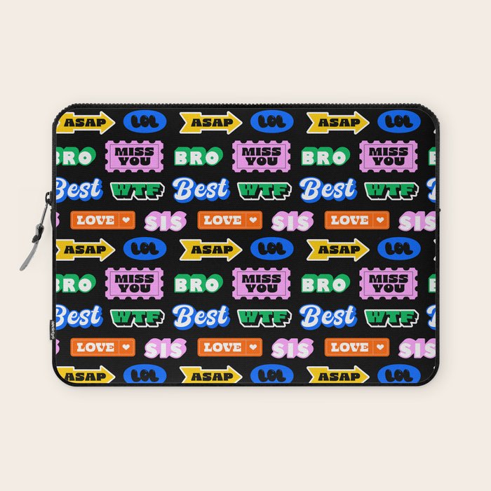 Fun retro quote sticker pattern Laptop Sleeve Gallery Image 1