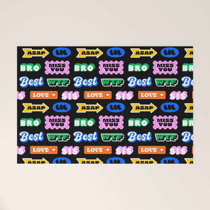 Fun retro quote sticker pattern Welcome Mat Gallery Image 1