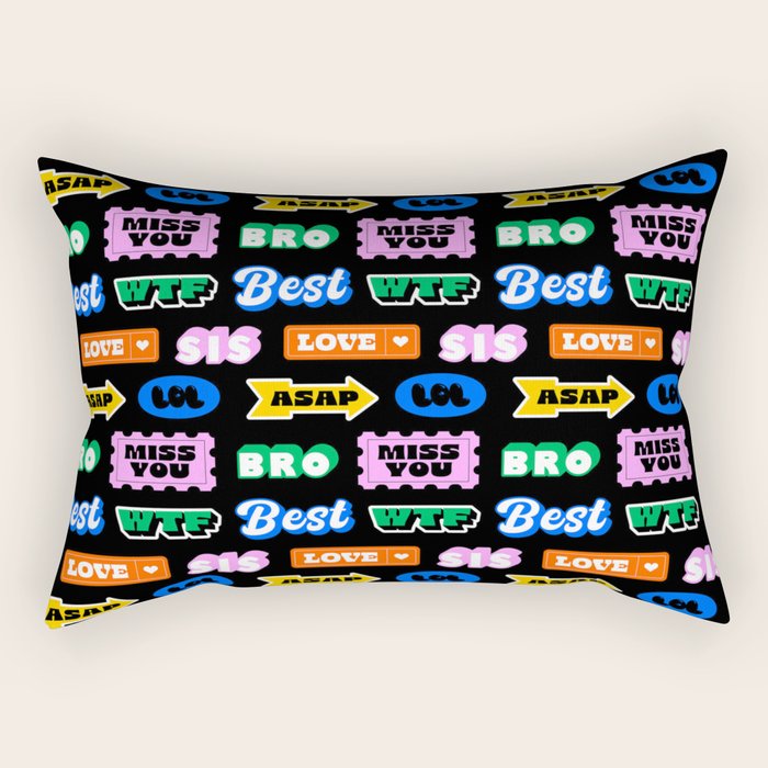 Fun retro quote sticker pattern Rectangular Pillow Gallery Image 2