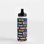 Fun retro quote sticker pattern Water Bottle Gallery Image 2