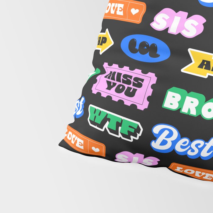 Fun retro quote sticker pattern Pillow Sham Gallery Image 4