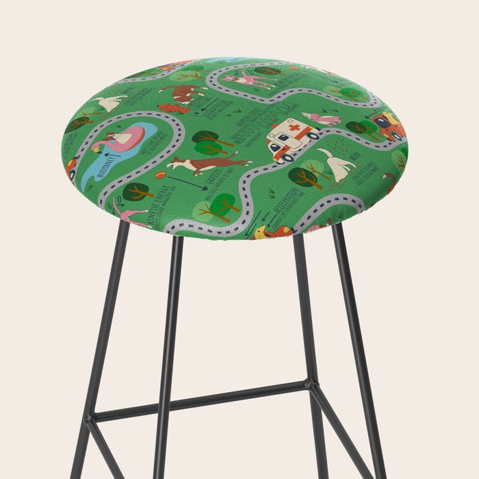 Fursics Cute Dog Park Physics Learning Pattern by Carrie Cantwell Educational STEM Playmat Design Stool Gallery Image 2