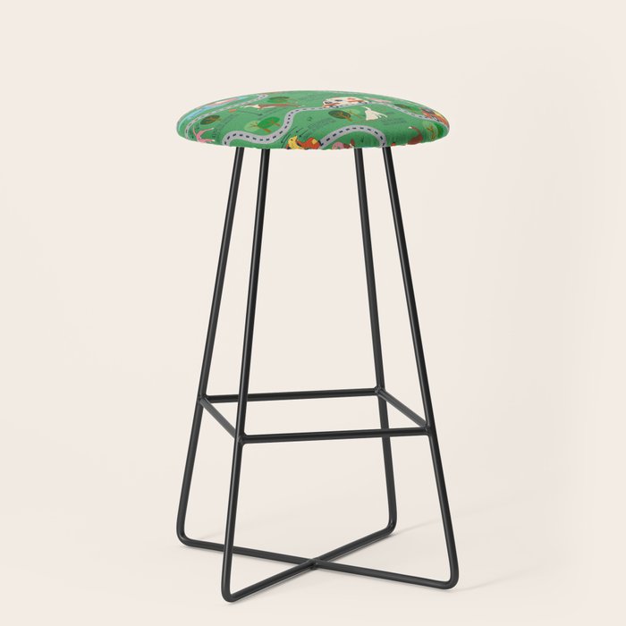 Fursics Cute Dog Park Physics Learning Pattern by Carrie Cantwell Educational STEM Playmat Design Stool Gallery Image 1