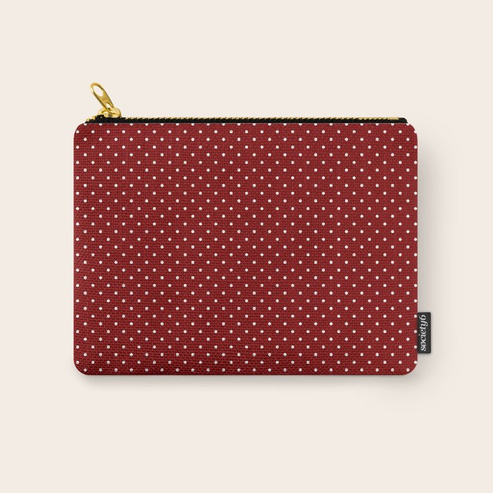 Large White Polka Dots On Dark Christmas Candy Apple Red Carry All Pouch Gallery Image 1