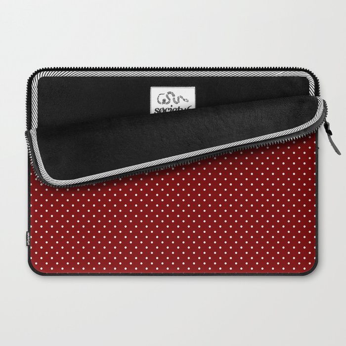 Large White Polka Dots On Dark Christmas Candy Apple Red Laptop Sleeve Gallery Image 2