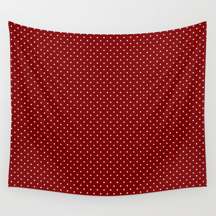 Large White Polka Dots On Dark Christmas Candy Apple Red Wall Tapestry Gallery Image 4