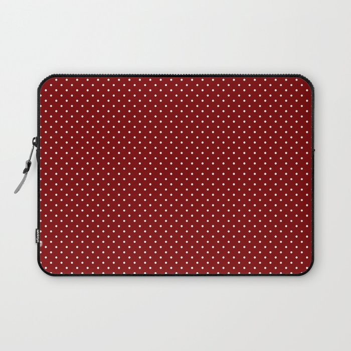 Large White Polka Dots On Dark Christmas Candy Apple Red Laptop Sleeve Gallery Image 1