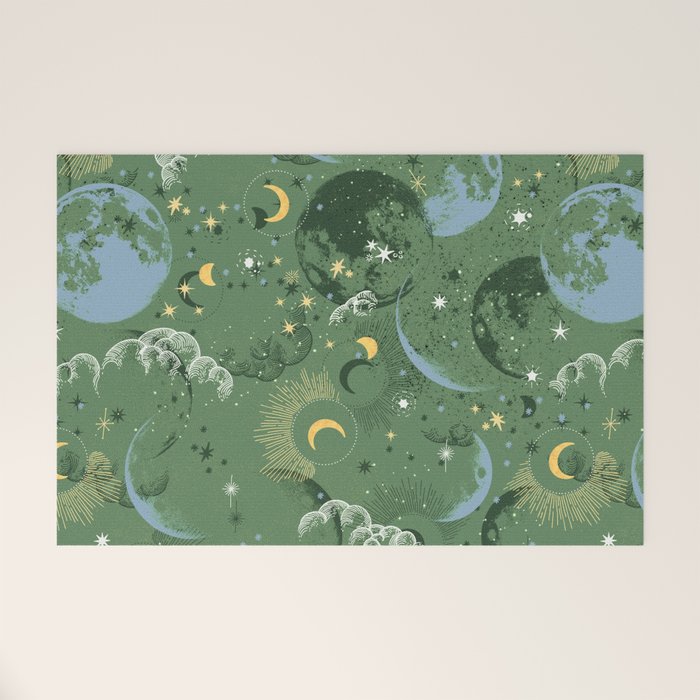 Greenish starry lunar sky Welcome Mat Gallery Image 1