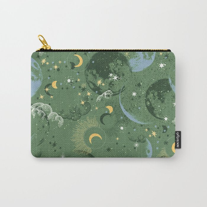 Greenish starry lunar sky Carry All Pouch Gallery Image 1