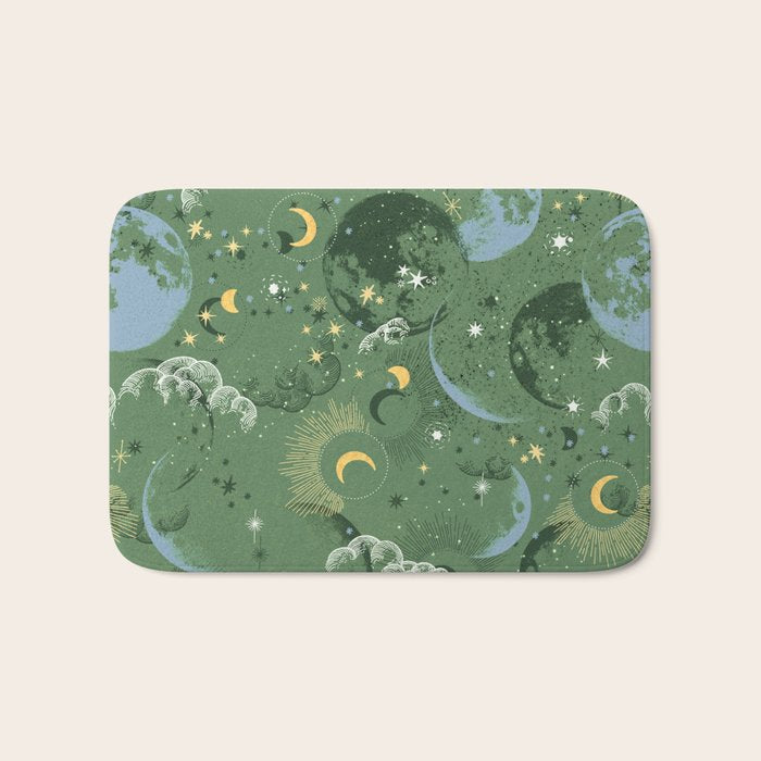 Greenish starry lunar sky Bath Mat Gallery Image 1
