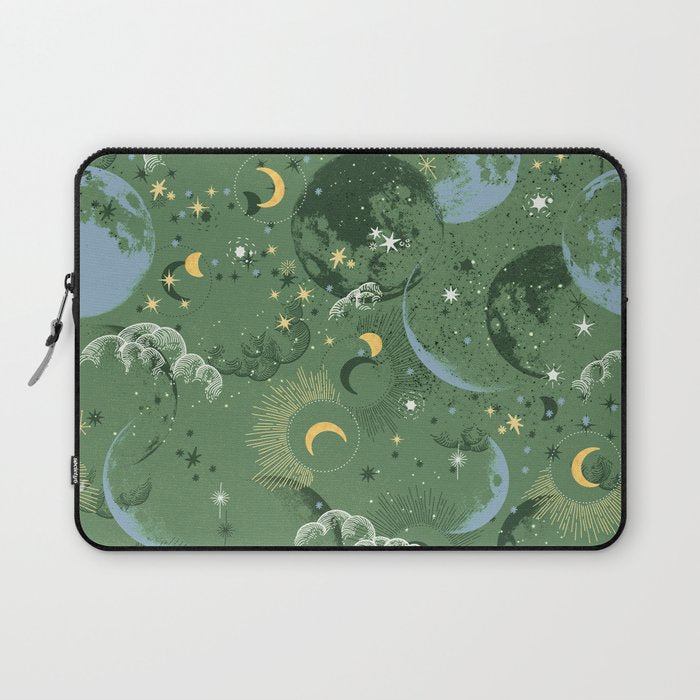 Greenish starry lunar sky Laptop Sleeve Gallery Image 1