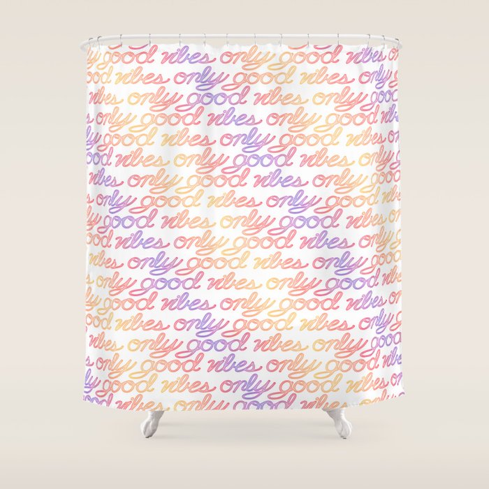Good Vibes Only - Rainbow Shower Curtain Gallery Image 1