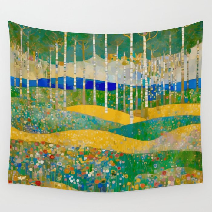 Klimt Style Flower Garden Paradise Wall Tapestry Gallery Image 4