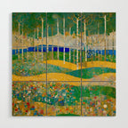 Klimt Style Flower Garden Paradise Wood Wall Art Gallery Image 1