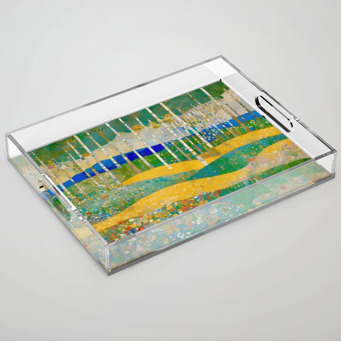 Klimt Style Flower Garden Paradise Acrylic Tray Gallery Image 1