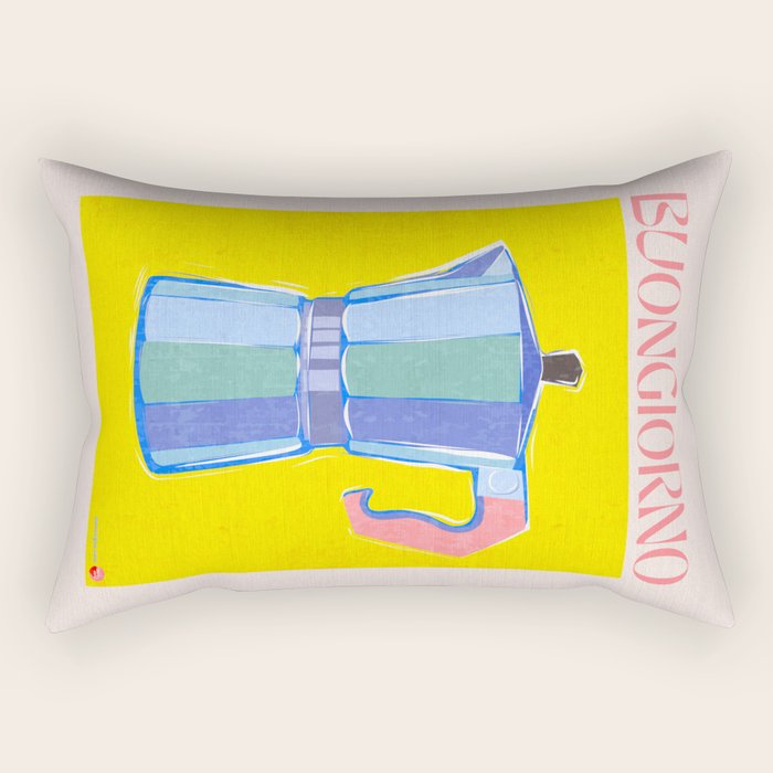Buongiorno - Bold Retro Italian Coffee Maker Rectangular Pillow Gallery Image 2