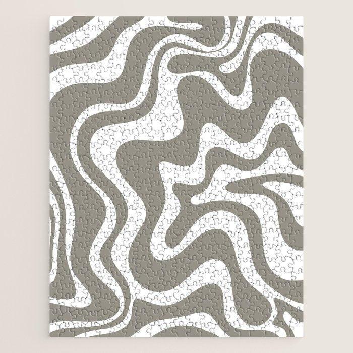 Liquid Swirl Abstract Pattern in Gray and White Jigsaw Puzzle Gallery Image 1