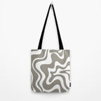 Liquid Swirl Abstract Pattern in Gray and White Tote Bag Gallery Image 2