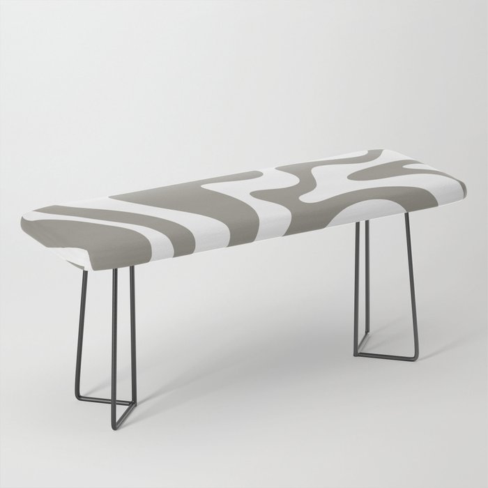 Liquid Swirl Abstract Pattern in Gray and White Bench Gallery Image 1