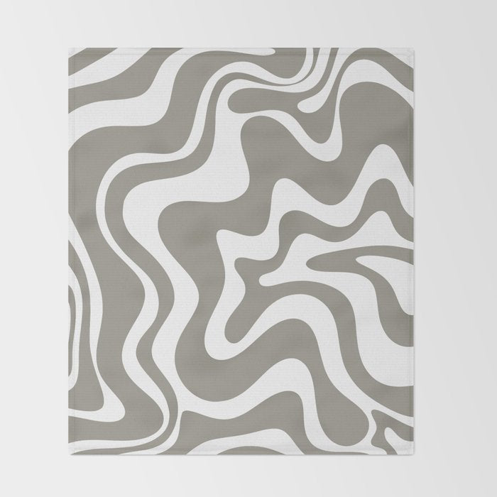 Liquid Swirl Abstract Pattern in Gray and White Throw Blanket Gallery Image 2