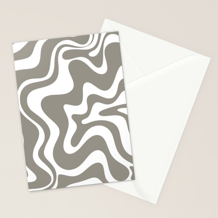 Liquid Swirl Abstract Pattern in Gray and White Stationery Card Gallery Image 2