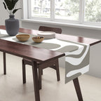 Liquid Swirl Abstract Pattern in Gray and White Table Runner Gallery Image 2